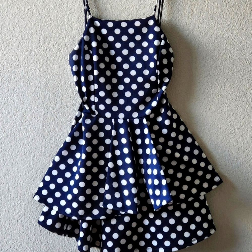 Navy polkadot dress